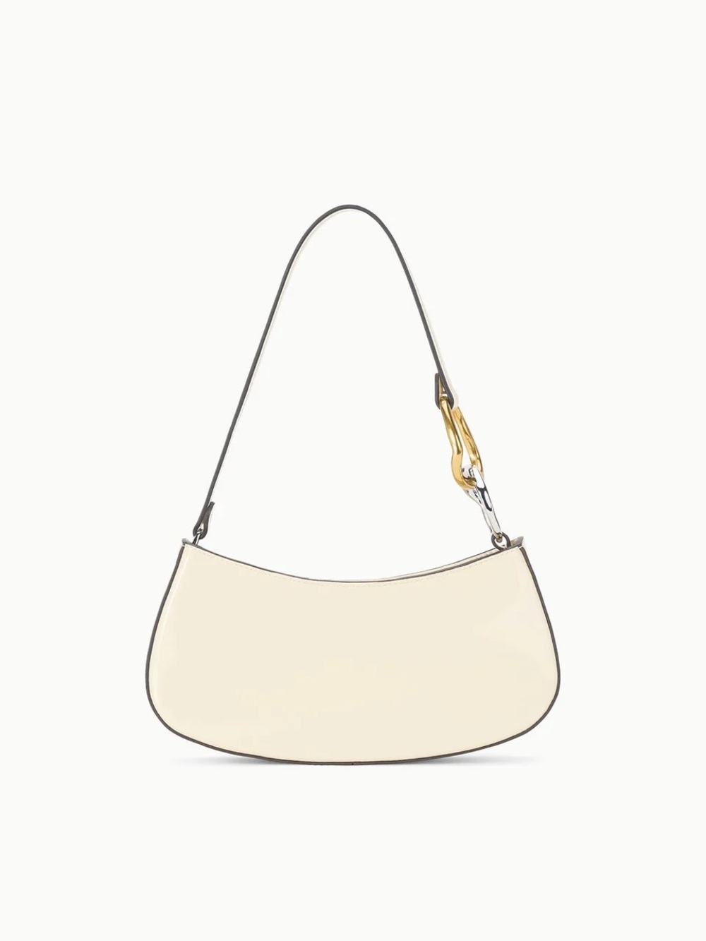 Staud Ollie Cream Shoulder Bag with Gold Accent